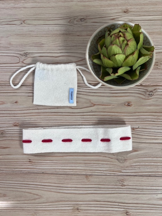 Malo Accessories - Malo 100% Cashmere Headband Ivory Red Made in Italy Ear Warmer